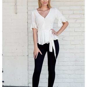 Olivaceous peplum top